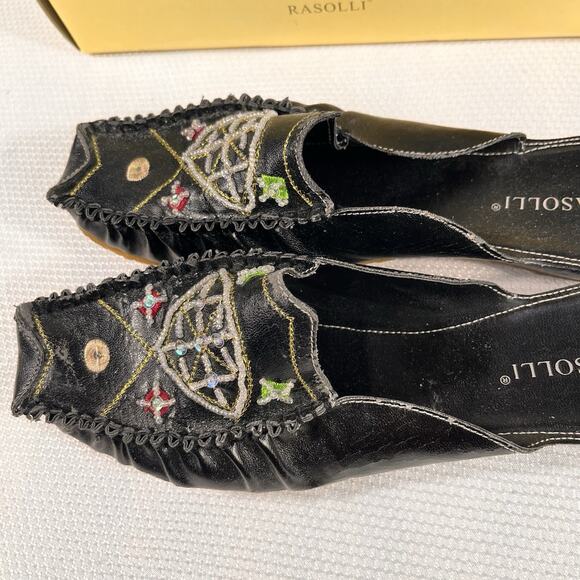 Vintage Rasolli Woman’s Size 8 Slip On‎ Black Leather Office Casual Flats - Picture 9 of 13